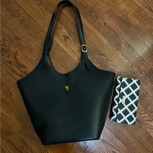 Elegant Black Leather Tote Bag